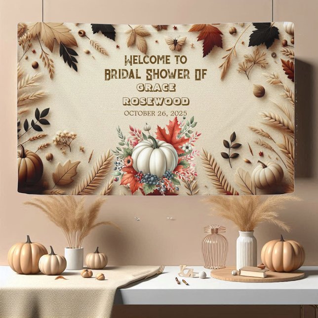 Fall In Love Pumpkin Country Rustic Bridal Shower Banner (Fall In Love Pumpkin Country Rustic Bridal Shower Banner)