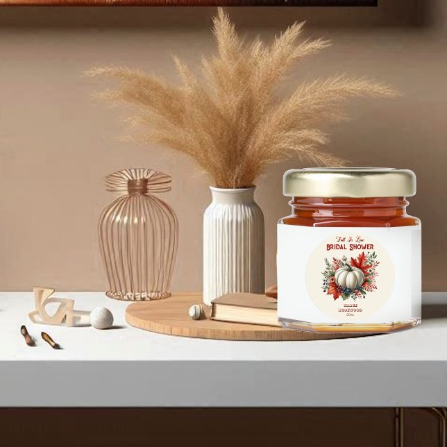 Fall In Love Pumpkin Country Rustic Bridal Shower Classic Round Sticker (Fall In Love Pumpkin Country Rustic Bridal Shower Classic Round Sticker)