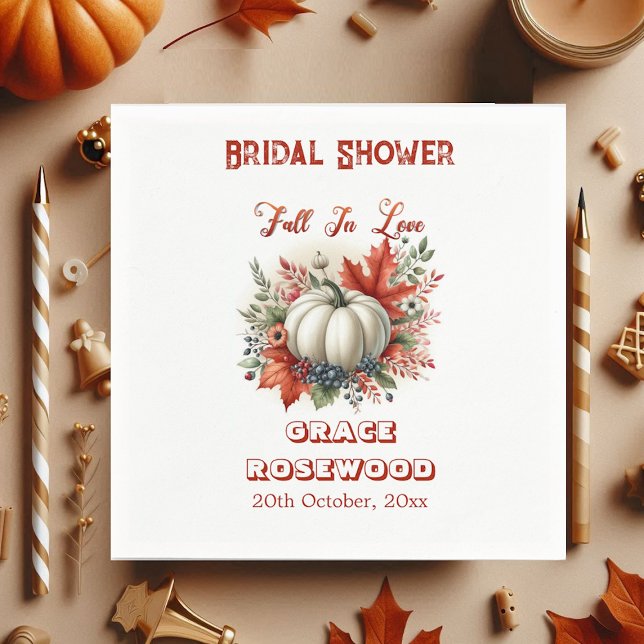 Fall In Love Pumpkin Country Rustic Bridal Shower Napkin (Fall In Love Pumpkin Country Rustic Bridal Shower Napkins)