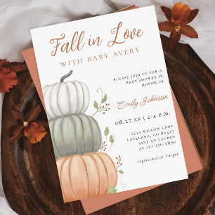 Fall in Love Pumpkin Fall Baby Shower Invitation