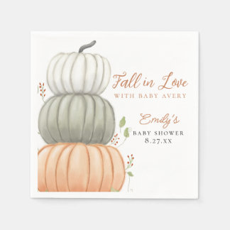 Fall in Love Pumpkin Fall Baby Shower  Napkin