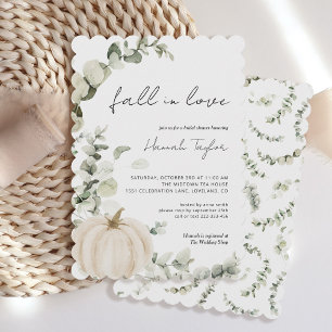 Fall In Love Pumpkin Fall Bridal Shower Invitation