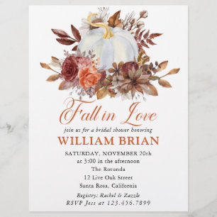 Fall In Love Pumpkin Fall in Love Florals Wedding Flyer
