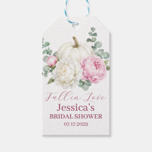 Fall in Love Pumpkin Fall Peony Bridal Shower Gift Tags