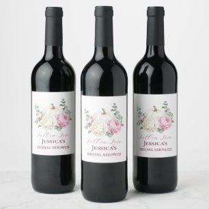 Fall in Love Pumpkin Fall Peony Bridal Shower Wine Label