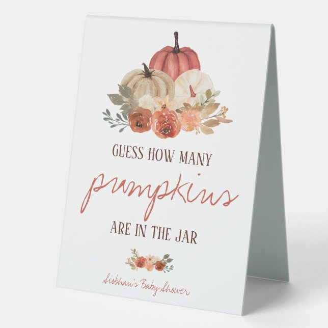 Fall in Love, Pumpkin Floral Baby Shower Game (Front)