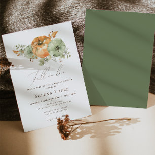 Fall In Love Pumpkin Floral Bridal Shower Invitation