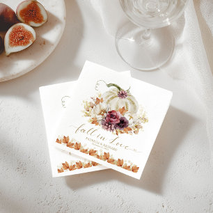 Fall in Love Pumpkin Floral Wedding Napkin