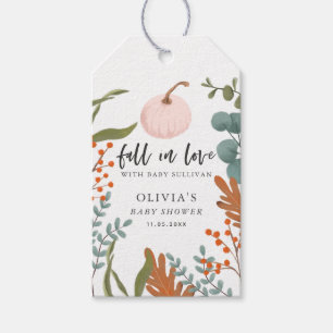 Fall In Love Pumpkin Girl Baby Shower Gift Tags