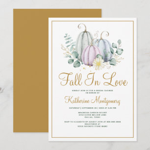 Fall In Love Pumpkin Greenery Autumn Bridal Shower Invitation