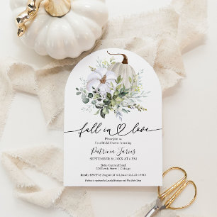 Fall in Love Pumpkin Greenery Bridal Shower Invite