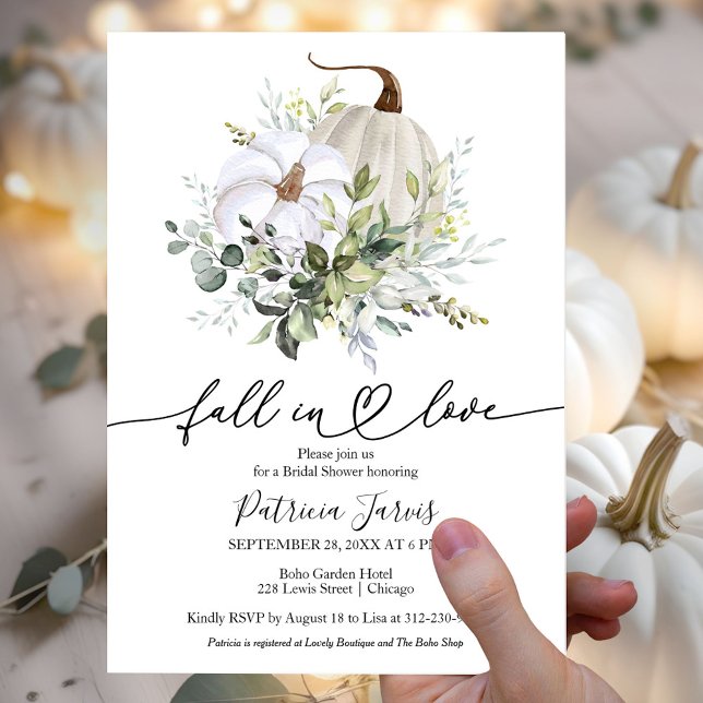 Fall in Love Pumpkin Greenery Bridal Shower Invite (Creator Uploaded)