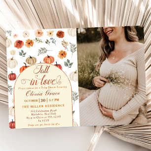 Fall In Love Pumpkin Rustic Baby Shower Photo Invitation