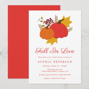 Fall In Love Pumpkin Rustic Bridal Shower Invitation