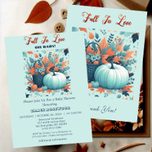 Fall In Love Pumpkin Rustic Country Baby Shower 