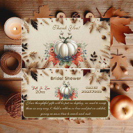 Fall In Love Pumpkin Rustic Country Bridal Shower Enclosure Card