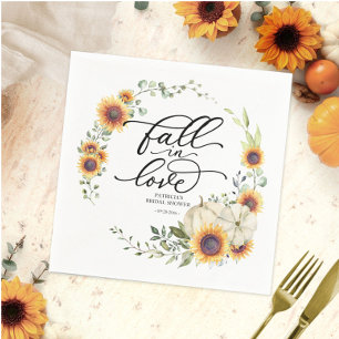 Fall in Love Pumpkin Sunflower Bridal Shower Napkin