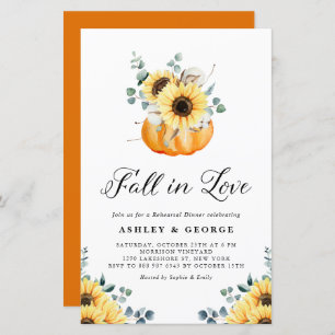 Fall In Love Pumpkin Sunflower Rehearsal Dinner