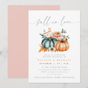 Fall in Love Pumpkin Wedding Anniversary Invitation