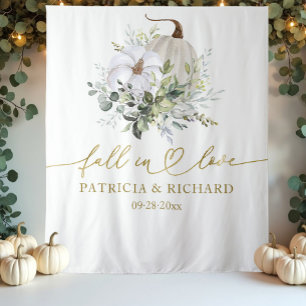 Fall In Love Pumpkin Wedding Backdrop Tapestry