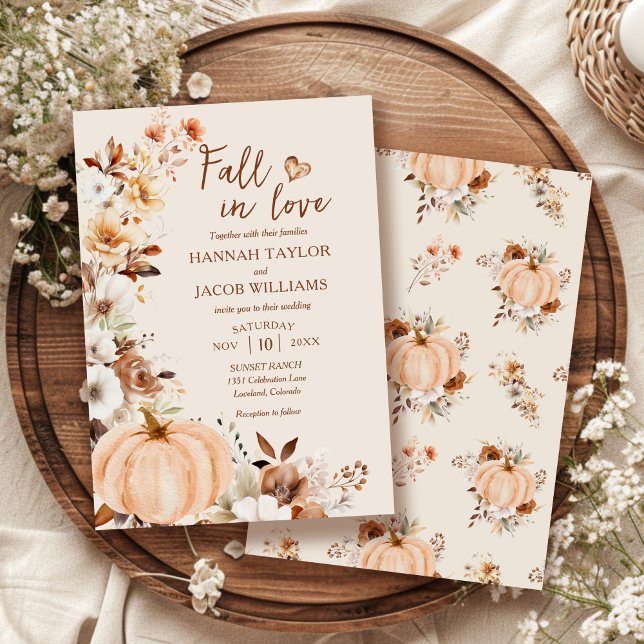 Fall in Love Pumpkin Wedding Invitation (Creator Uploaded)