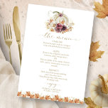 Fall in Love Pumpkin Wedding Menu Card<br><div class="desc">Create an elegant and timeless fall-themed wedding suite that effortlessly reflects your style with personalised details.</div>