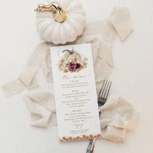 Fall in Love Pumpkin Wedding Menu Cards