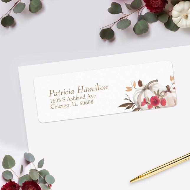 Fall in Love Pumpkin Wedding Return Address Label (Creator Uploaded)