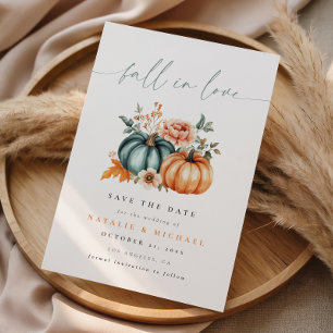 Fall in Love Pumpkin Wedding Save The Date