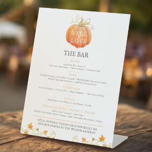 Fall in love pumpkin wedding the bar pedestal sign