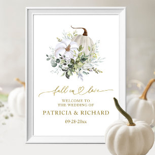 Fall In Love Pumpkin Wedding Welcome Sign 