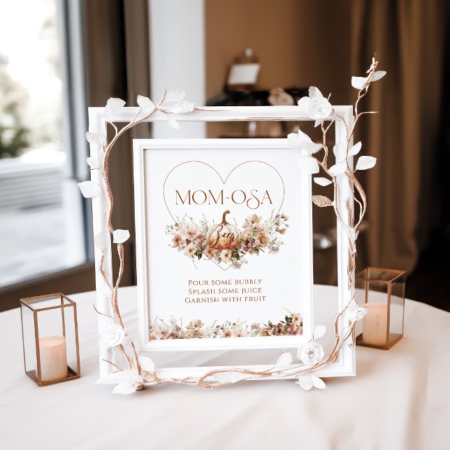 Fall in love Pumpkin Wildflower heart Baby Shower Poster (Creator Uploaded)