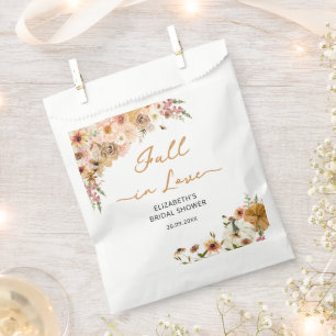 Fall in Love Pumpkin with Floral Bridal Shower Favour Bag