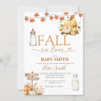 Fall In Love Pumpkins Autumn Leaves Baby Shower