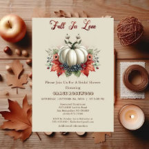 Fall In Love Pumpkins Country Beige Bridal Shower 