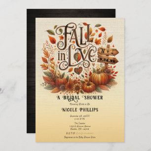 Fall in Love Pumpkins & Leaves Bridal Shower Invitation