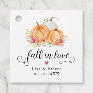 Fall In Love Pumpkins Wedding Favour Tags
