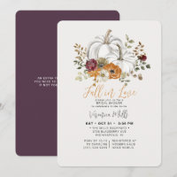 Fall in Love Purple Autumn Pumpkin Bridal Shower