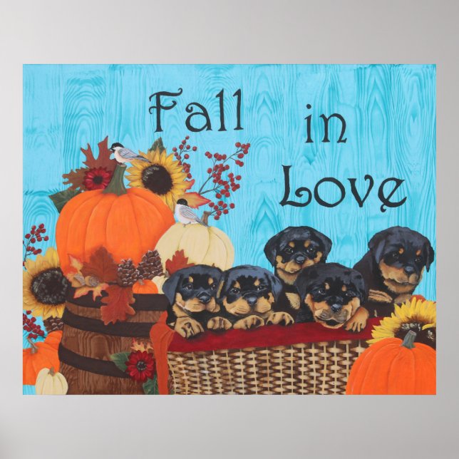 Fall in Love Rottweiler Print (Front)