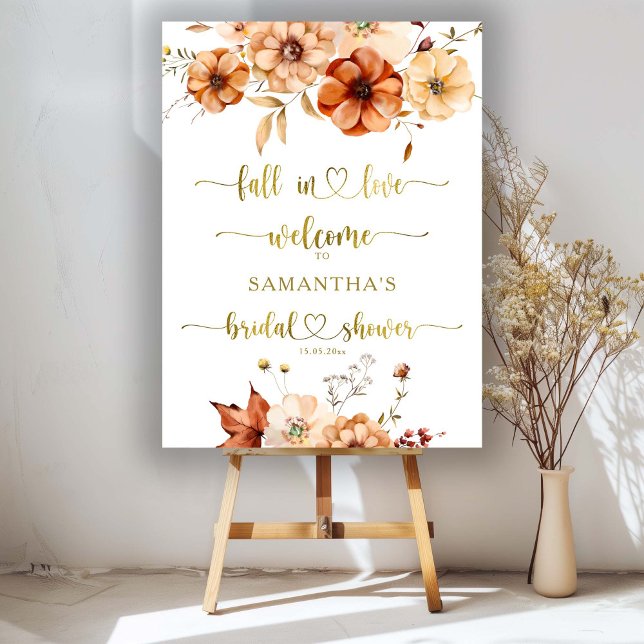 Fall in Love Rust Cream Bridal Shower Welcome Sign (Creator Uploaded)