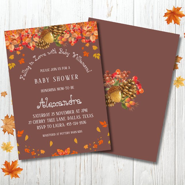 Fall in Love Rustic Autumn Baby Shower  Invitation (Creator Uploaded)
