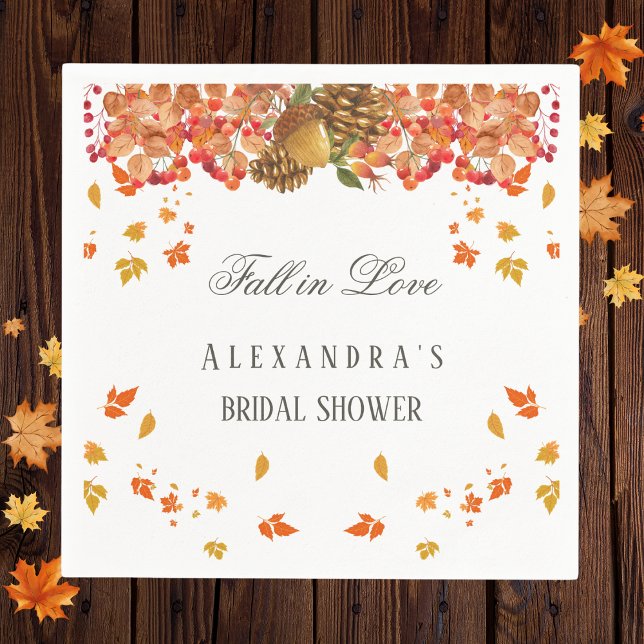 Fall in Love Rustic Autumn Bridal Shower Napkin (Creator Uploaded)