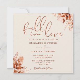 Fall In Love Rustic Autumn Floral Wedding Invitation