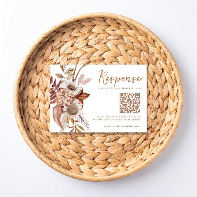 Fall In Love Rustic Autumn Wedding RSVP Card (Creator Uploaded)