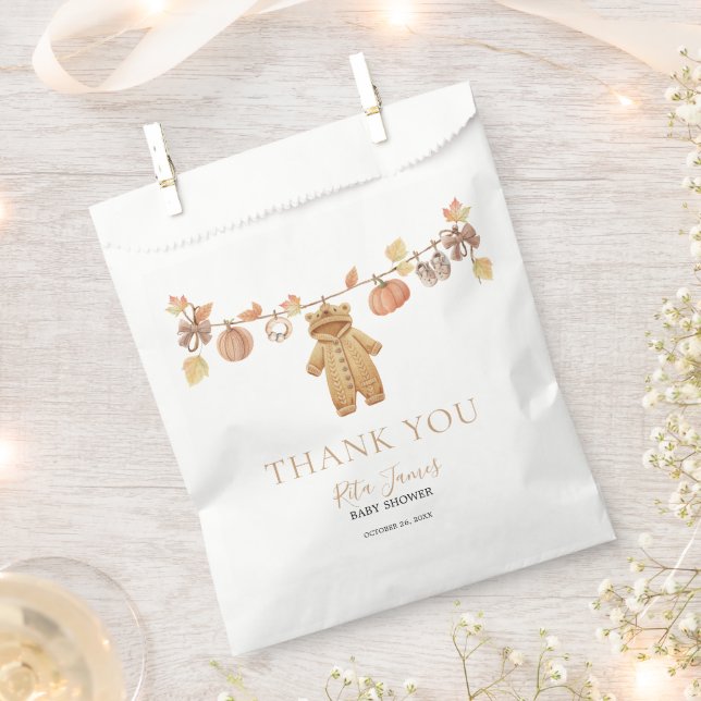 Fall in Love Rustic Baby Clothesline Baby Shower  Favour Bag (Clipped)