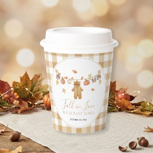 Fall in Love Rustic Baby Clothesline Baby Shower Paper Cups