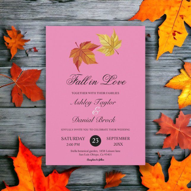 Fall in Love Rustic Blush Pink Boho Autumn Wedding Invitation (Creator Uploaded)