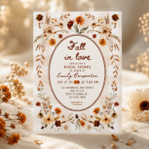 Fall in love rustic boho Bridal shower invitation
