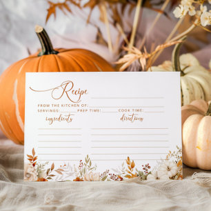 Fall in love rustic bridal recipe card