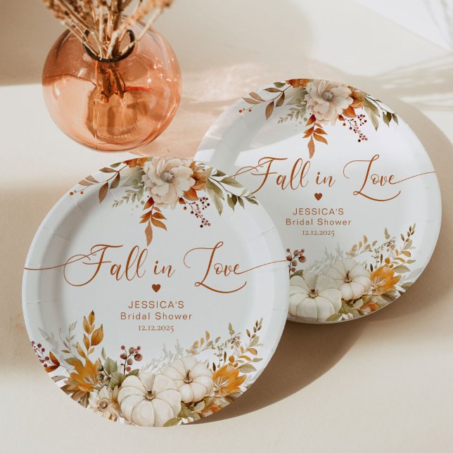Fall in love rustic bridal shower  paper plate (Creator Uploaded)